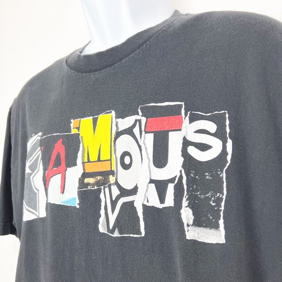 Famous Black Short Sleeve Graphic Tee Shirt Men's Large - Picture 6 of 9